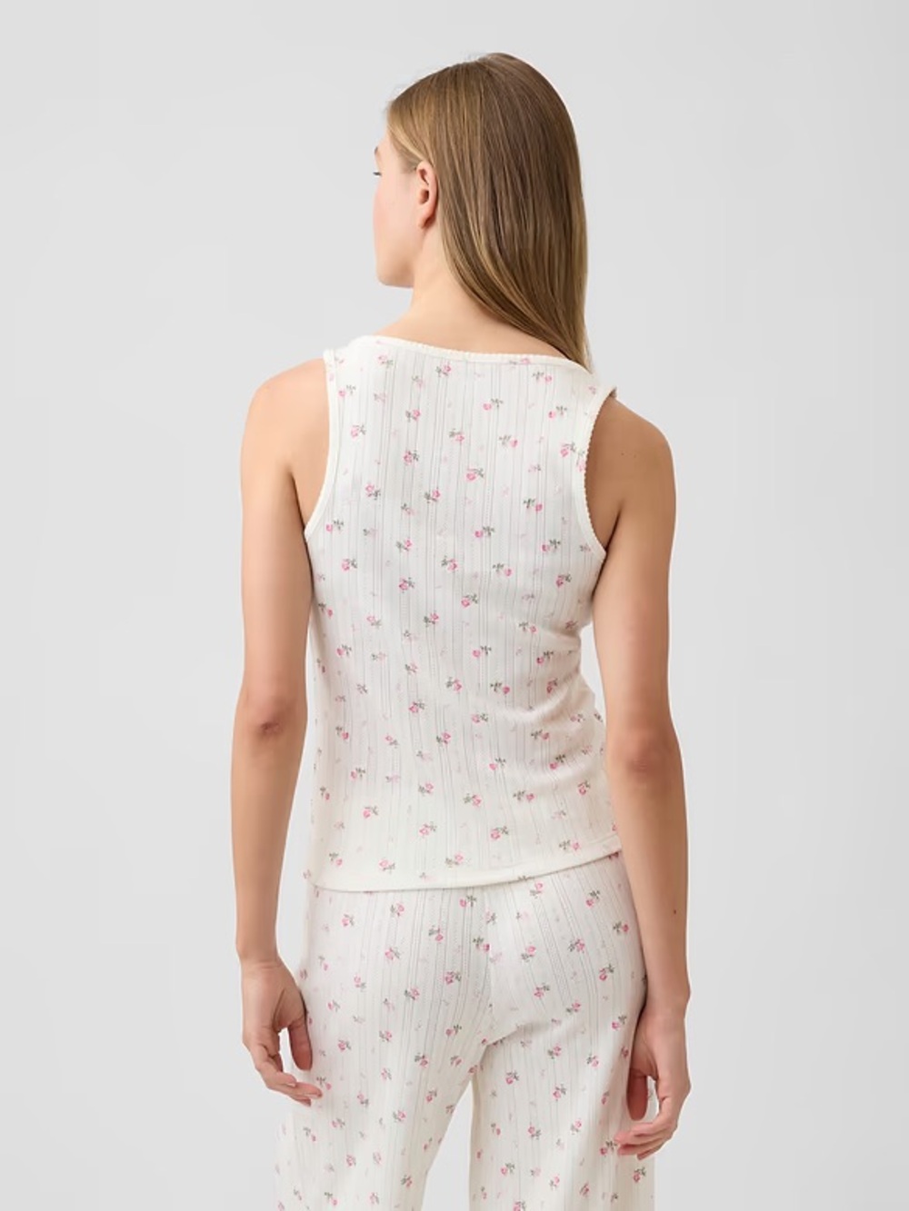 GAP Pointelle PJ Set | Tank Top + Wide Leg Pant - Picture 3 of 13